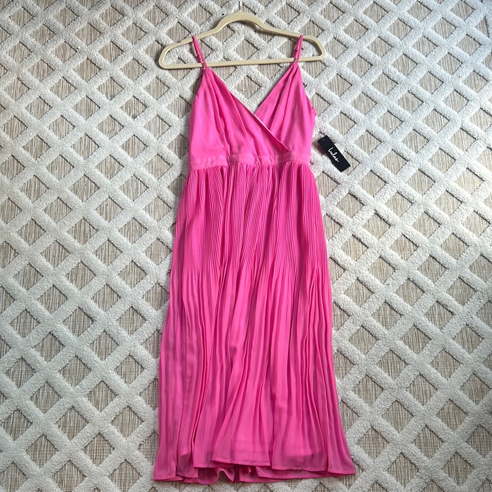 Lulus Midi Dress in hot pink
